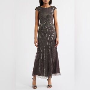 PISARRO NIGHTS Embellished Cap Sleeve Gown ❤️NWT IN STORES❤️